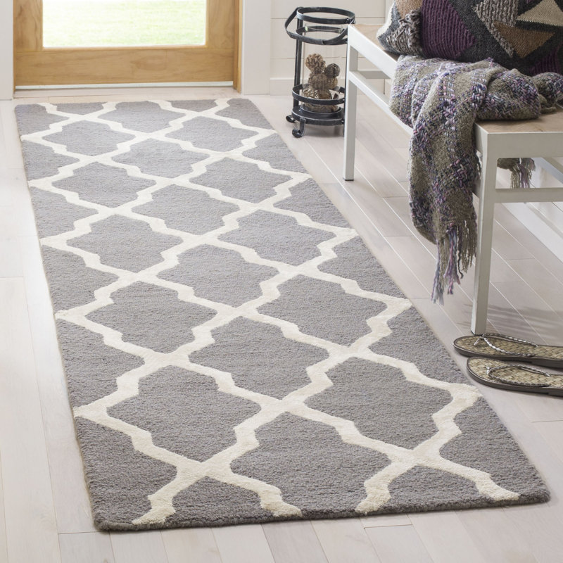 Tapis géométrique en laine et viscose touffeté à la main Ellicott Cambridge