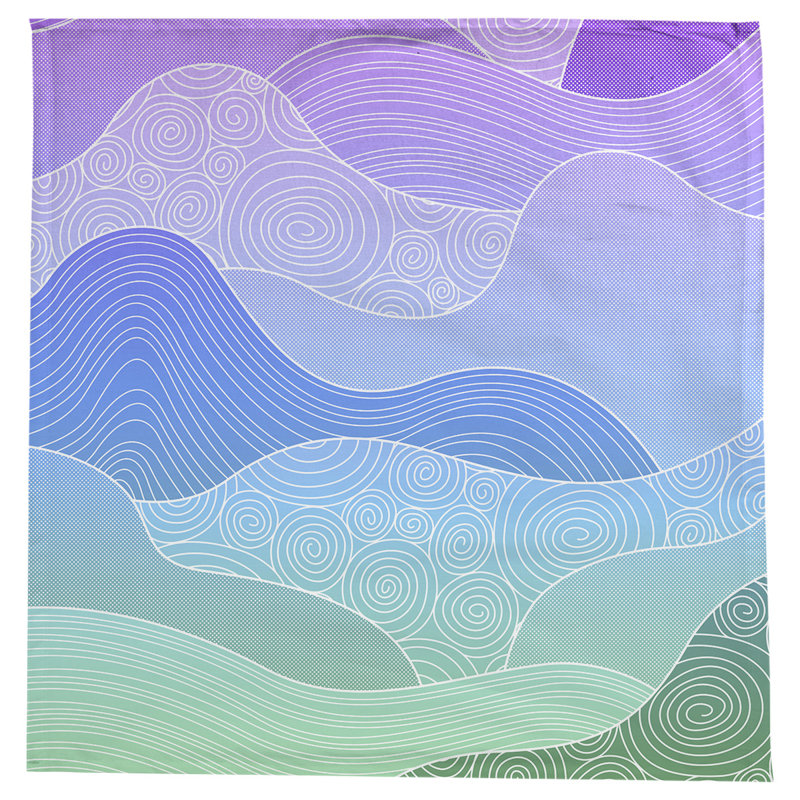 Leffel Hand Drawn Waves Tablecloth, Peacock Ombre