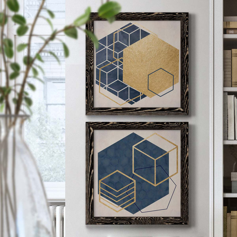 Geo I - impression de 2 pièces, Toile avec cadre noir, H 20 po x l 40 po x P 1,5 po