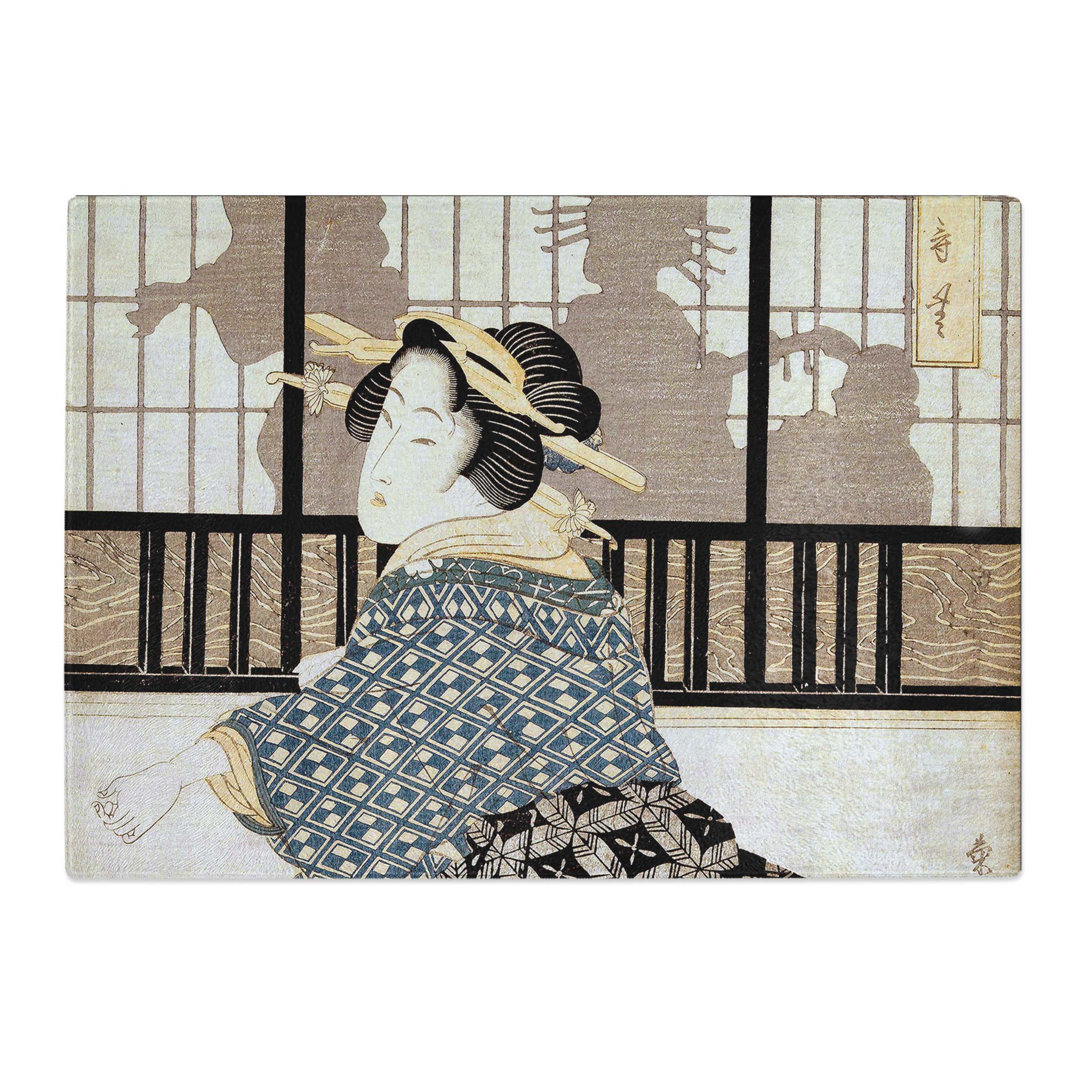 Tempered Glass Sitting Courtesan by Kikukawa Eizan Chopping Board
