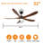 5 Blade Solid Wood 52 Inch Ceiling Fan Light