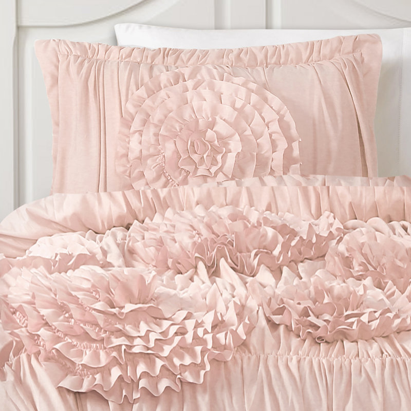 Serena Microfiber Traditional Comforter Set, Twin XL Comforter + 1 Standard Sham, Pink Blush