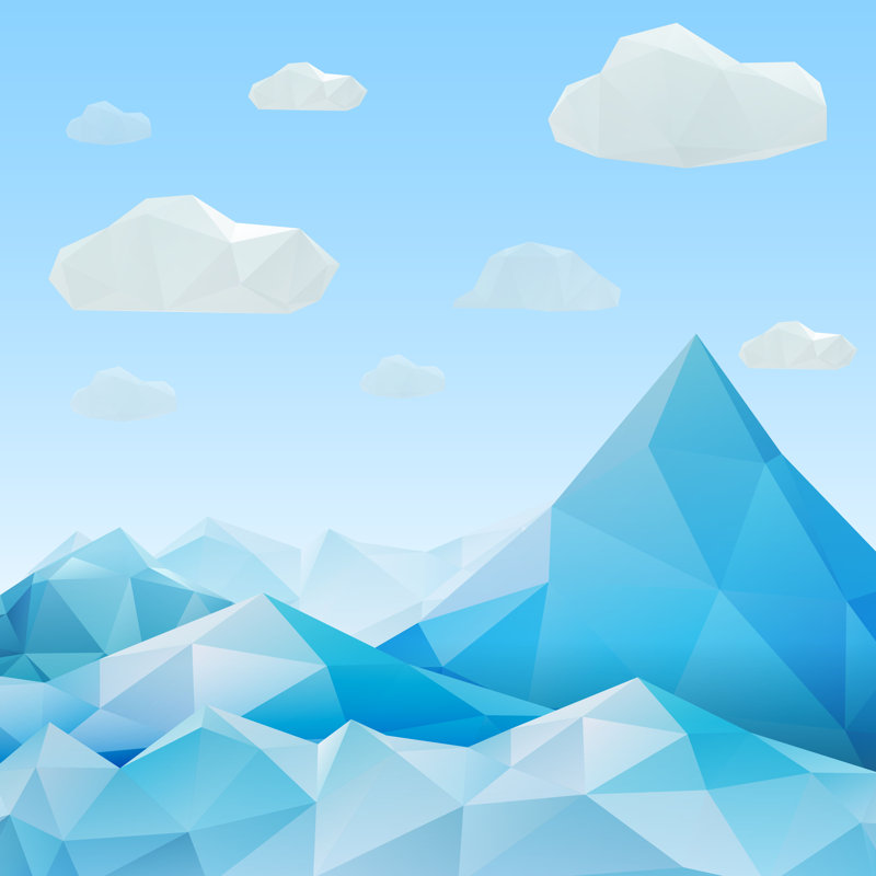 Abstract Mountain Landscape In Polygonal Origami Style. by Vvvisual - Wrapped Canvas Print, 122cm H x 122cm W x 3.8cm D