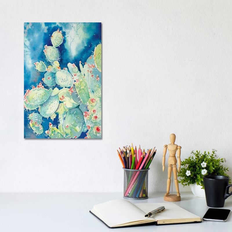 Topanga Prickly Pear Cactus by Luisa Millicent - Wrapped Canvas Painting, 30.48cm H x 20.32cm W