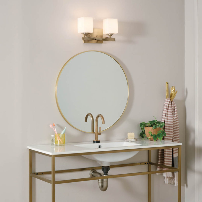 Éclairage pour salle de bain 2 lumières Lecompton, Champagne champagne
