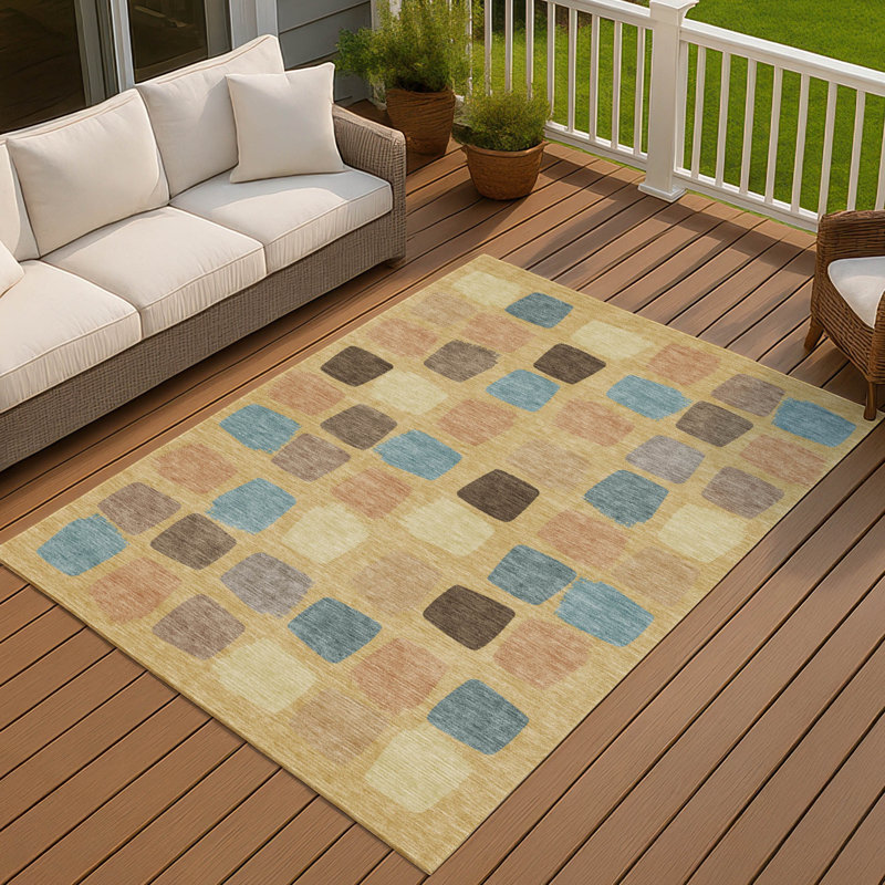 Tapis intérieur / extérieur lavable à la machine Chantille ACN2501, Gold, 5 pi x 7 pi 6 po