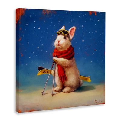 First Snow Bunny & Skis Canvas, design by Lucia Heffernan