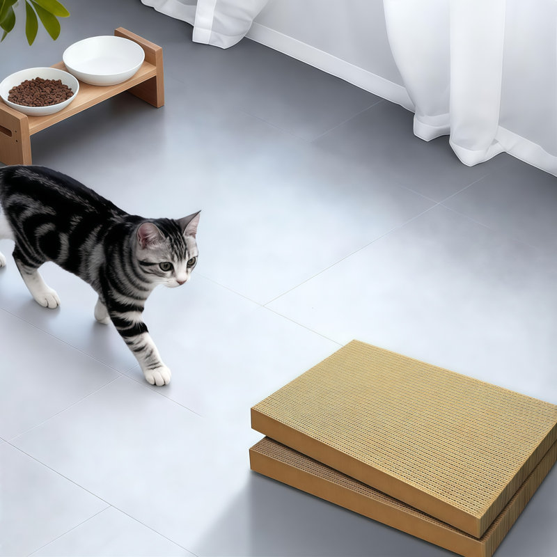 Tapis à griffer plat réversible pour chat, planche à gratter en carton ondulé, tapis à griffes double face pour protéger les chats d'intérieur, paquet de 8