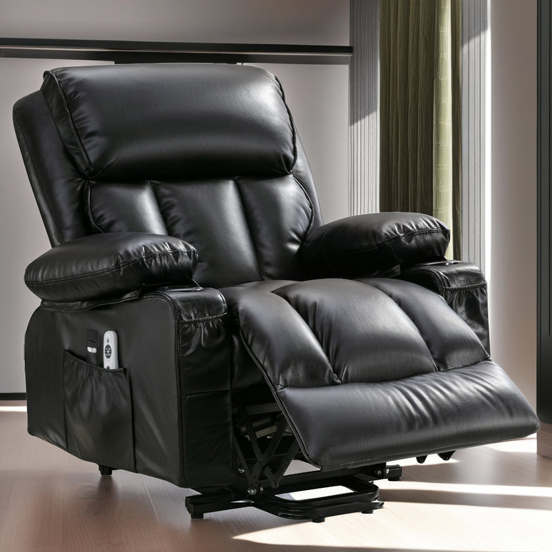 Fauteuil inclinable Power Lift - Massage 8 points et chaleur lombaire - Télécommande - Chargement USB - Siège large pour personnes âgées?