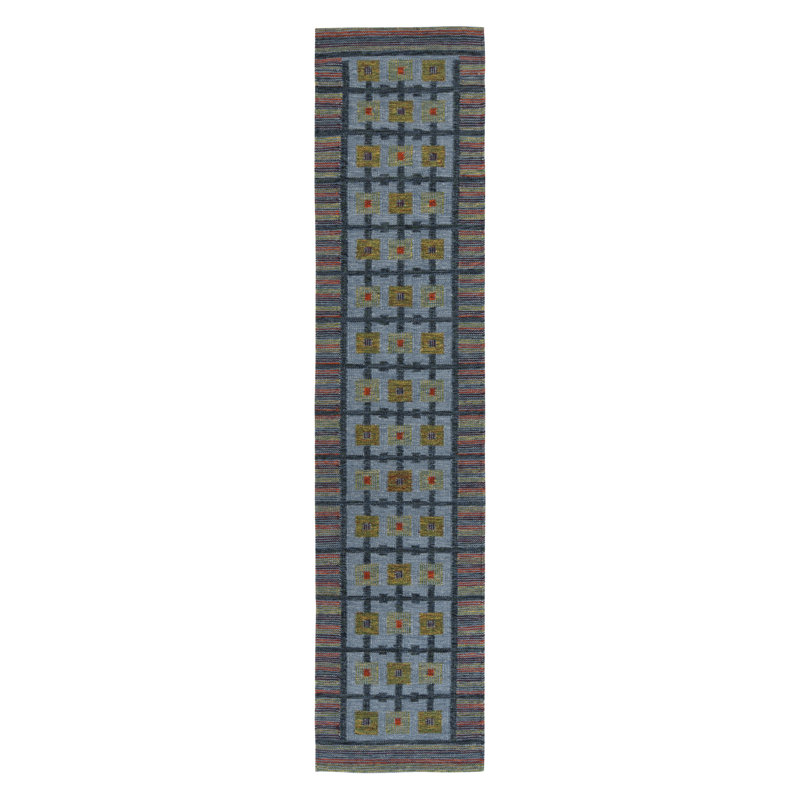 Scandinavian Wool Geometric Area Rug, Runner 3' x 8'
