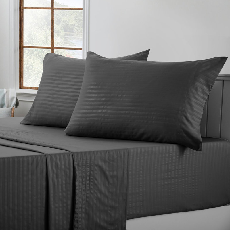 Lux Decor Collection Brushed Microfiber Sheet Set with Fitted Flat Sheets & Pillowcase, Dark Gray