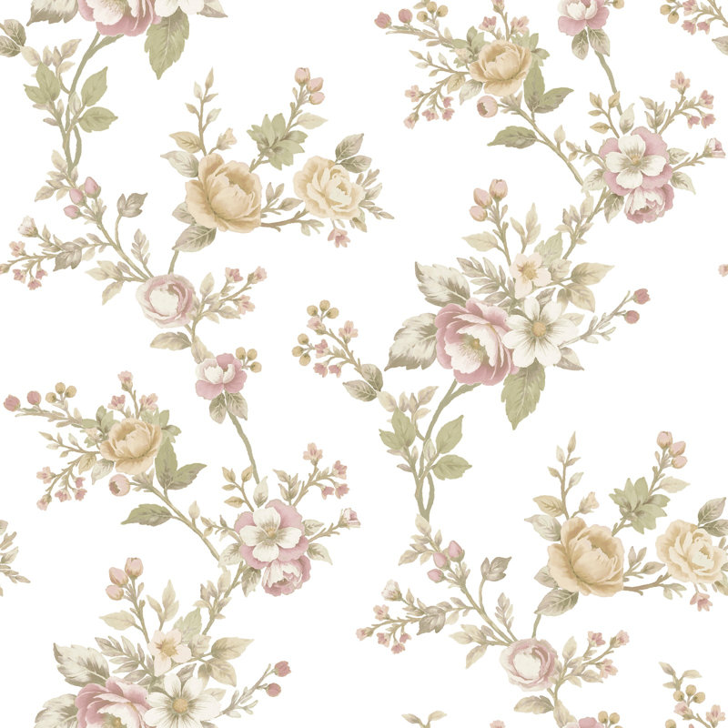 Blooming Garden Collection Soffio Garden Wallpaper Roll, Beige