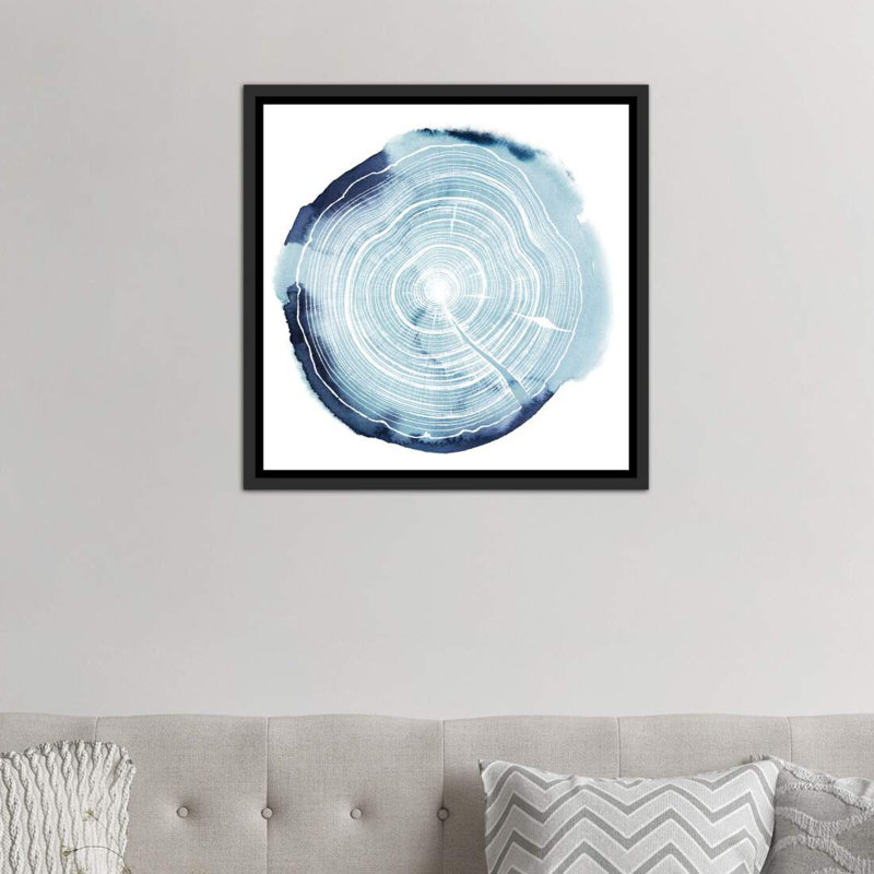 «Tree Ring Overlay III» par Grace Popp - reproduction de peinture encadrée, H 18 po x l 18 po x 1,5 po, Toile avec cadre noir