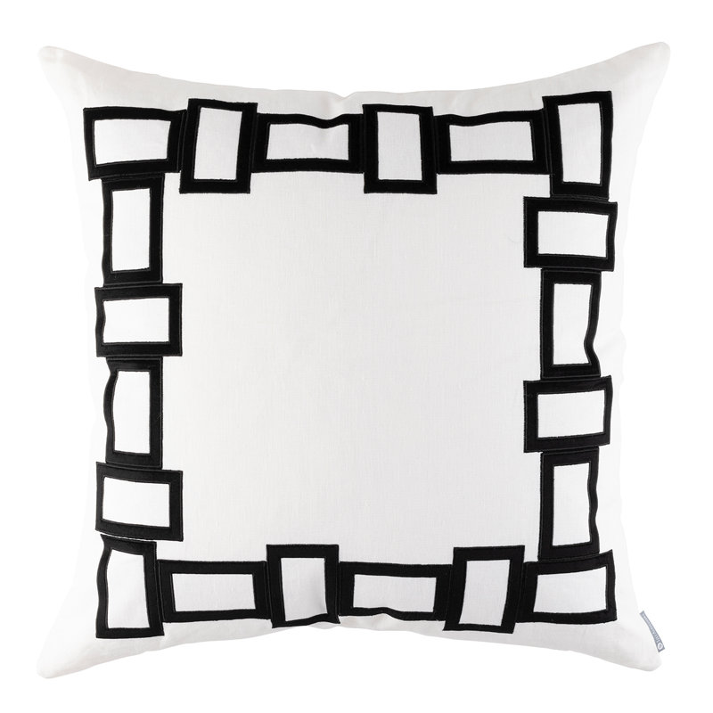 Peru Linen Square Pillow Cover & Insert, White/Black