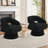Modern 360° Swivel Barrel Accent Chair, Upholstered Armchair with Striped Backrest-1349793269