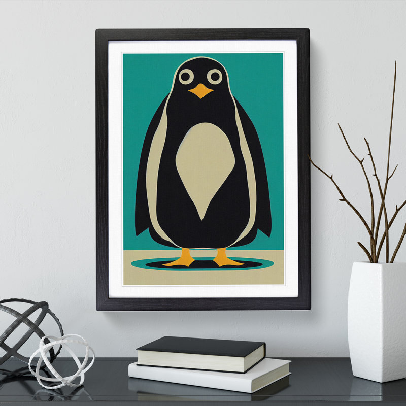 Penguin Abstract Art No.8 - Wall Art, Black Framed, 64cm H x 46cm W