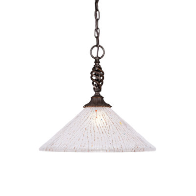 Luminaire suspendu suspendu Elegant présenté en finition granit foncé avec verre cristal 16 po