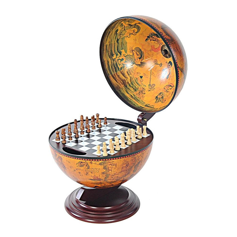 Globe rouge 13 "x 15" x 19 "avec support d'échecs