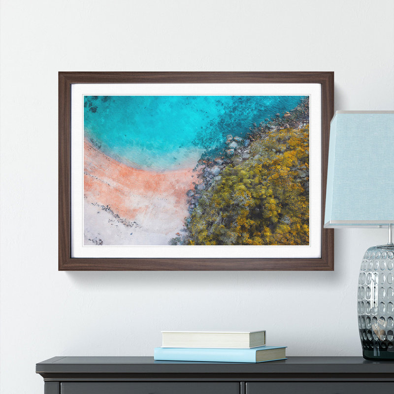A Beach in Sydney Australia 1 Piece Single Picture Frame Painting on MDF, 33cm H x 45cm W x 2cm D, Walnut