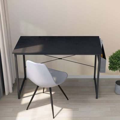 Norvis Solid Wood Top Metal Base Writing Desk