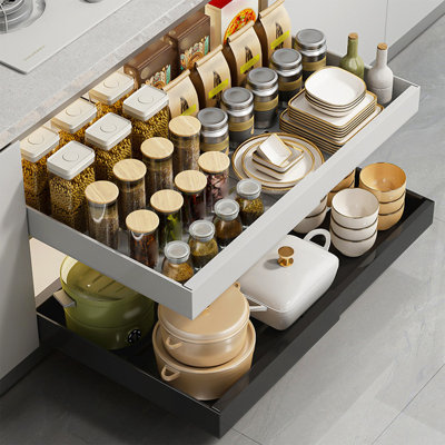 Knape & Vogt 14.56-in W x 19.25-in H 2-Tier Pull Out Metal Baskets & Organizers Knape & Vogt 14.56-in W x 19.25-in H 2-Tier Pull Out Metal Baskets & Organizers