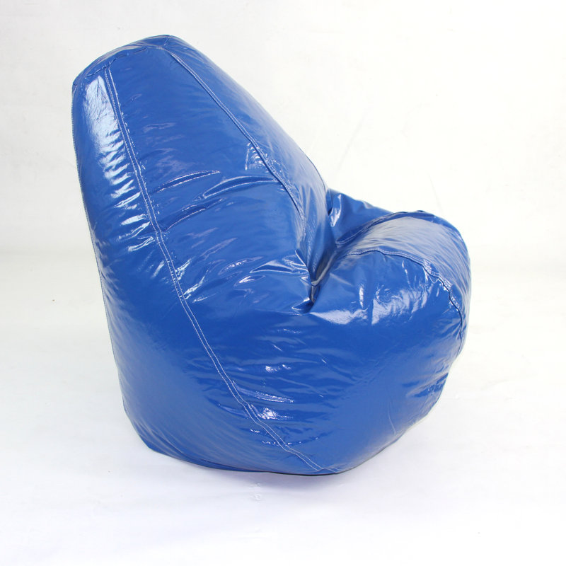 Faux Leather Bean Bag Chair, Nautical Blue