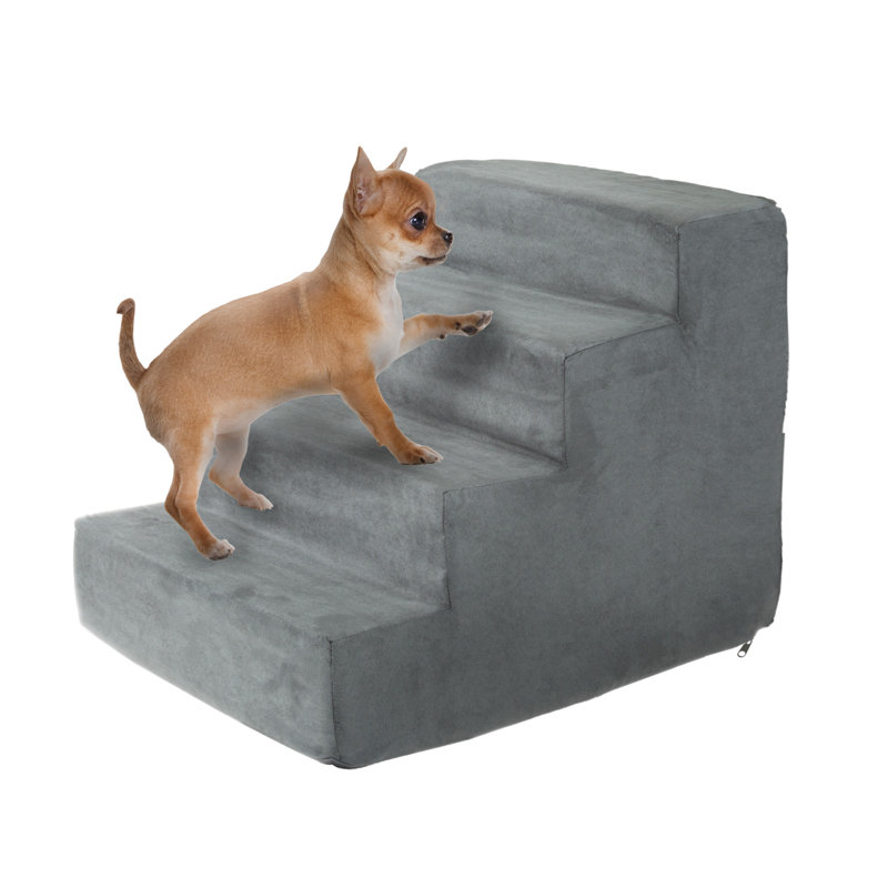 Escalier pour animal de compagnie en mousse à 4 marches PETMAker, gris, H 15,75 po x l 15,25 po x P 21,25 po, Gris
