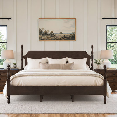 Theodore Traditional Solid Wood Bed With Turned Spindles Design