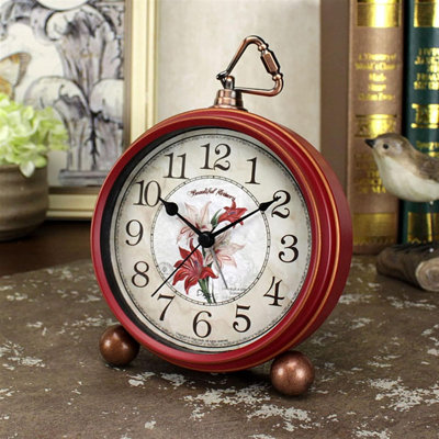 Classic Vintage Clock - Elegant and Decorative Analog Clock,Silent Non-Ticking Clocks with Distressed Metal Frame for Office, Living Room or Bedroom