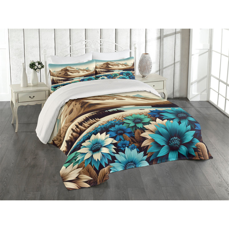 Polyester Floral Coverlet, King Coverlet + 2 Standard Shams