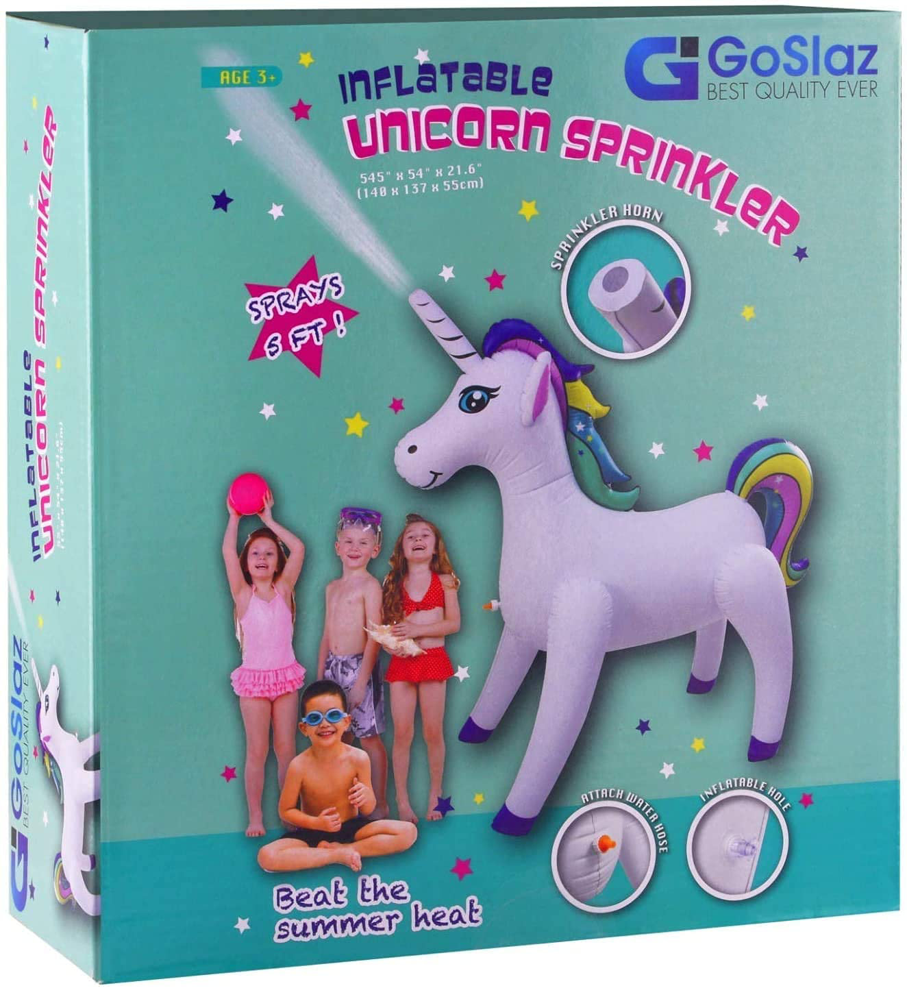 ToyVelt Inflatable Unicorn Sprinkler, Large Yard And Lawn Kids