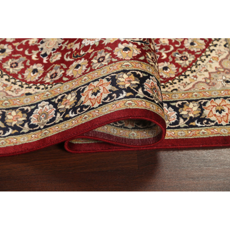 Tapis rouge noué à la main de conception unique 4 pi 1 po x 6 pi 2 po New Age