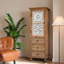 Armoire de rangement rustique en bois avec porte découpée décorative et 3 tiroirs, grand organisateur étroit pour le salon, la chambre à coucher