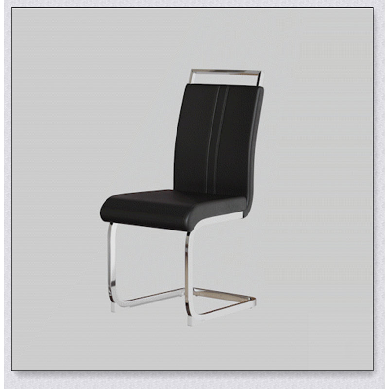 Chaises de salle à manger modernes, chaise d'appoint rembourrée en similicuir à haut dossier avec tube en C, Gris, Gris, 2