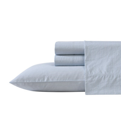 Ensemble de draps respirants Nautica en percale de coton imprimée à poches profondes