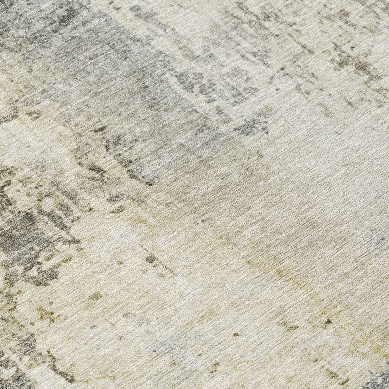 Machine Washable Indoor/Outdoor Chantille ACN2869 Abstract Rug, Pewter, 5' x 7'6"