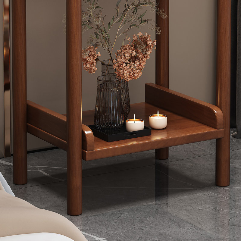 33cm W Solid + Manufactured Wood Bedside Table, Walnut