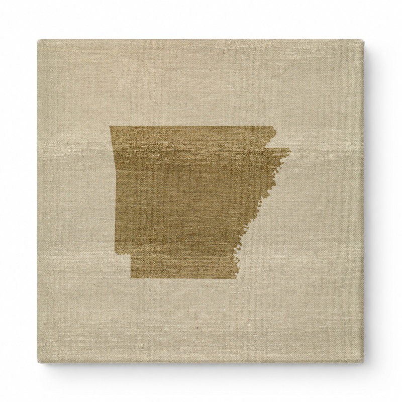 Silhouette de l'Arkansas State - art mural carré sur toile, 32" W x 32" H