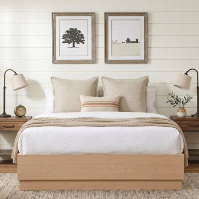 Full Wooden Platform Bed Frame Without Headboard, Hydraulic Lift Up Storage, No Box Spring Needed, Natural Wood