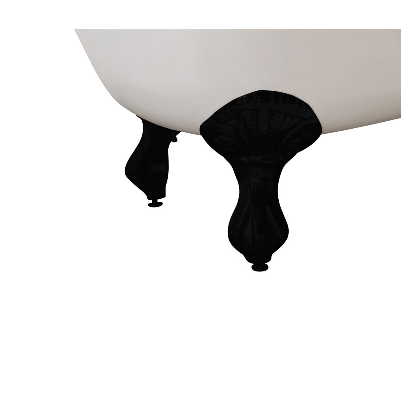 Baignoire de trempage sur pattes 53 "avec drain, pieds en griffes et plateau en bambou 53" Streamline, Or poli, Noir mat