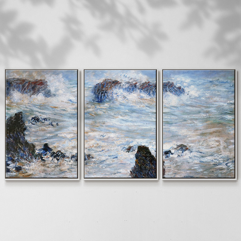 Tempête dans la belle 3 pièces, H 24 po x l 48 po x P 2 po, Blanc