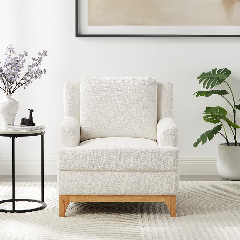 Chatav 31.5In Boucle Upholstered Accent Chair, White Boucle