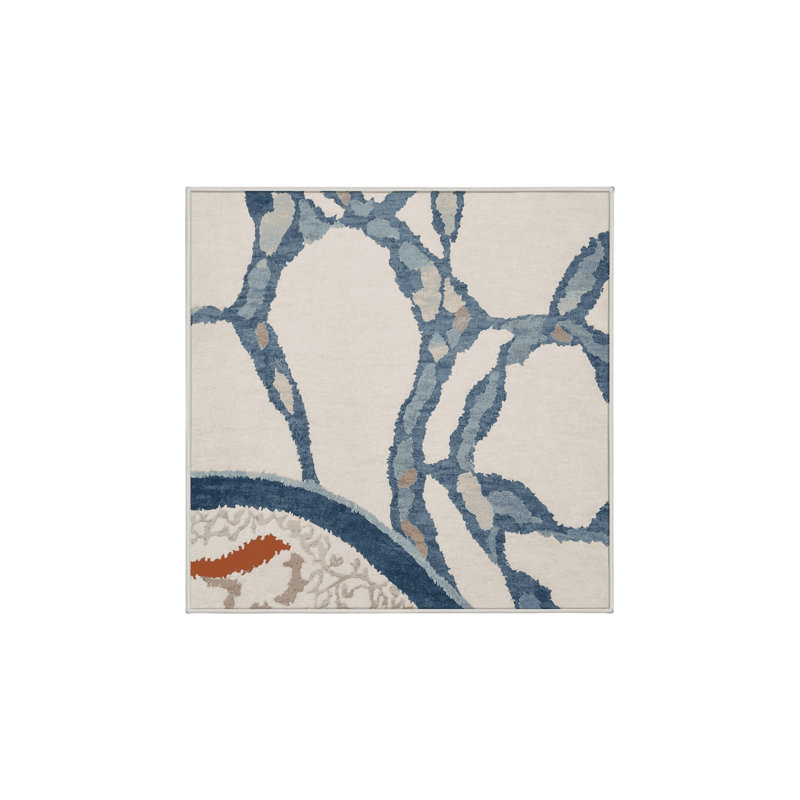 Machine Washable Beige Area Rug, Square 6'