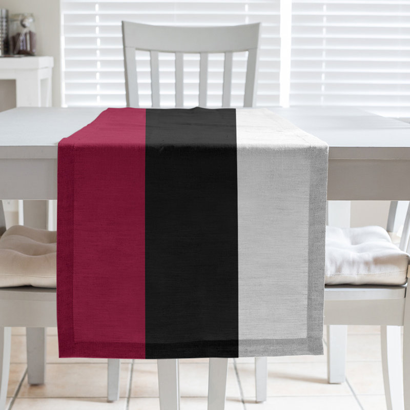 Miami Basketball Table Runner, 90" L x 16" W, Red/Black/White, Poly Twill