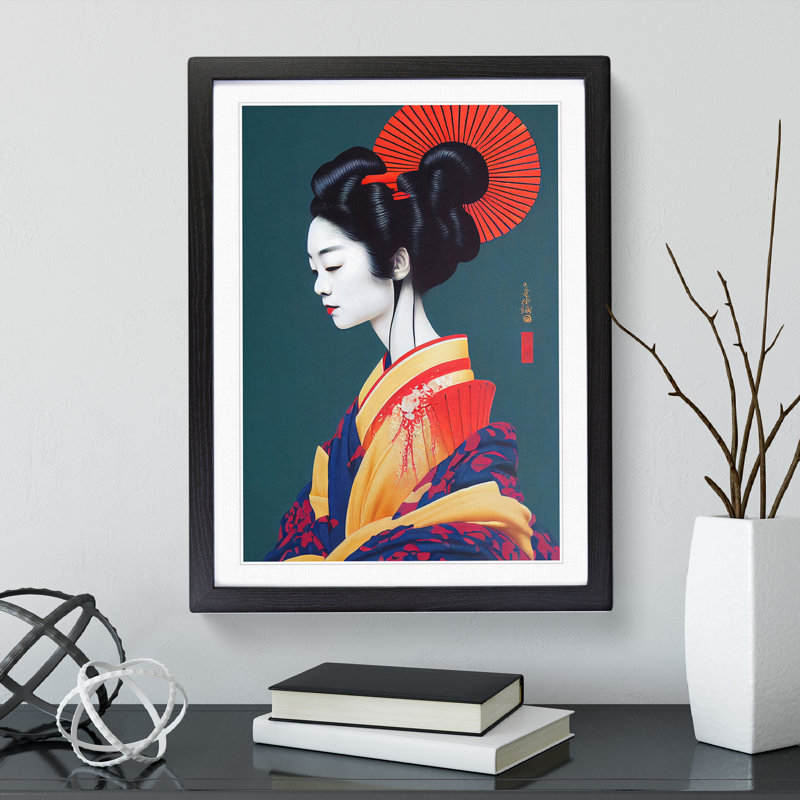 An Amazing Geisha 1 Piece Single Picture Frame Painting, 34cm H x 25cm W x 2cm D, Black