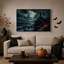 Art sur toile, "Phare sur une falaise rocheuse sous la pleine lune"-1364322661