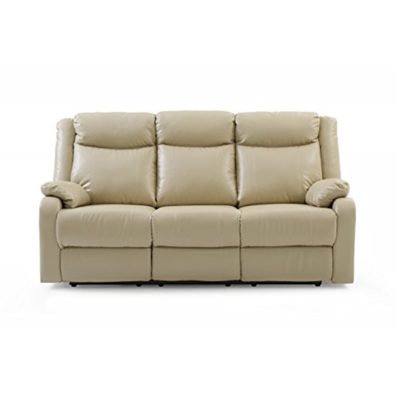 Boston 76'' Faux Leather Reclining Sofa, Putty Faux Leather