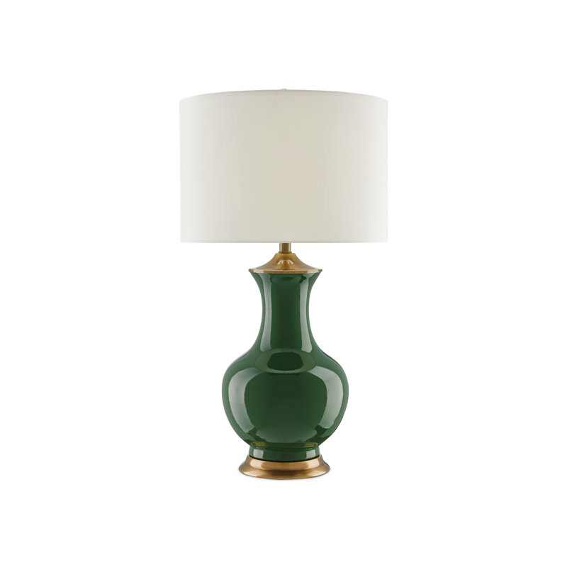 Lilou Table Lamp, Green/Antique Brass