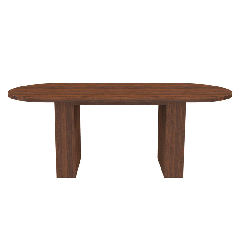 62.9 Inch Oval Dining Table For 6, Walnut Veneer MDF Tabletop With MDF Base, Modern Farmhouse Dininghouse Table With Waterproof Scratch Resistant Surface