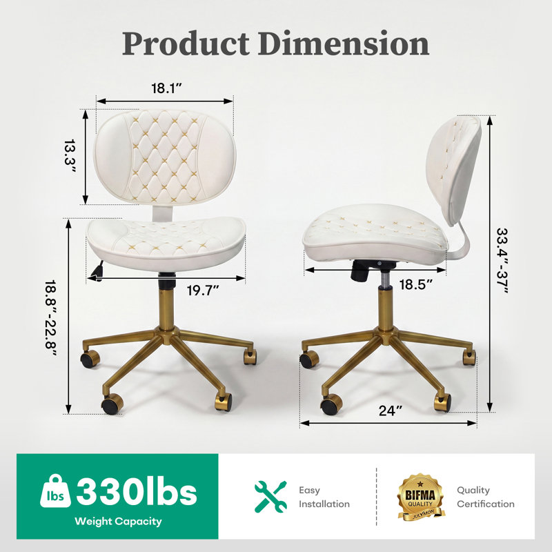 Chaise de bureau sans accoudoirs, White
